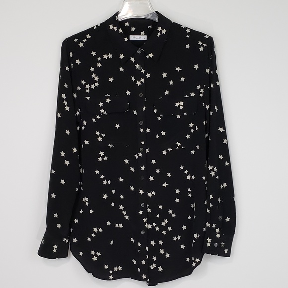 Equipment Tops - Equipment Black White Stars Button Up Top - SZ M